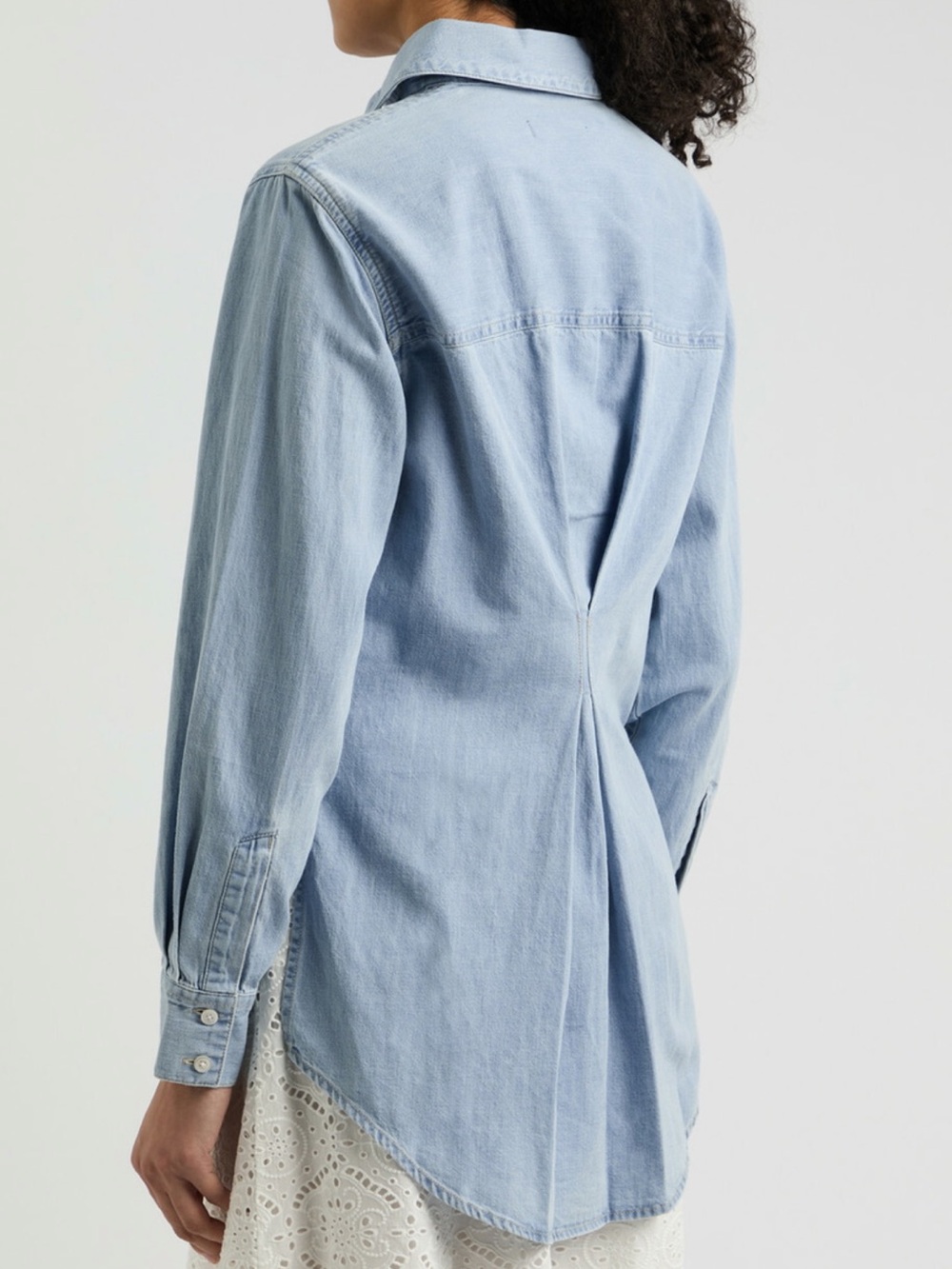 Veronica Beard Maya Chambray Button-Down Shirt in Sky - Picture 3 of 11